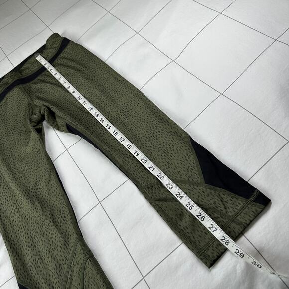 Lululemon Leggings Womens 8 Green Run Inspire Crop Luxtreme Dottie Dash Fatigue - Picture 9 of 9